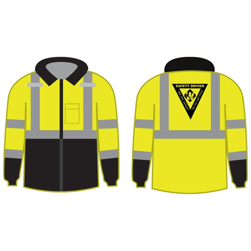 5XL CLS-3 LY BLK BOTTOM BOMBER JACKET W/ZIP-OUT FLEECE LINER W/GROOT INDUSTRIES LOGO 1C 1C 2L