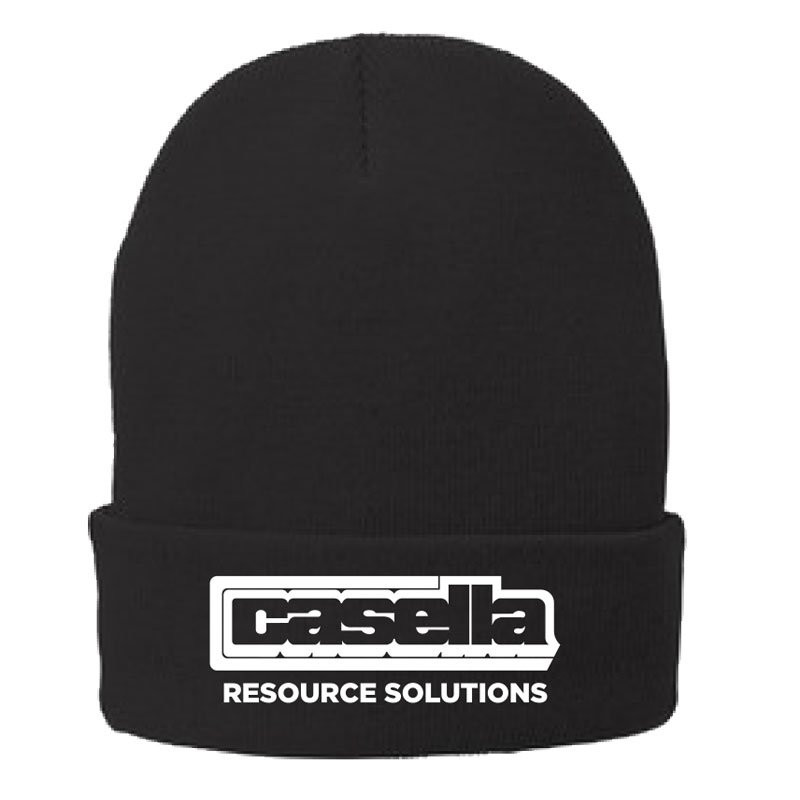 BLACK FLEECE LINED KNIT CAP W/ CASELLA RESOURCE LOGO EMBROIDERED FRONT FLAP