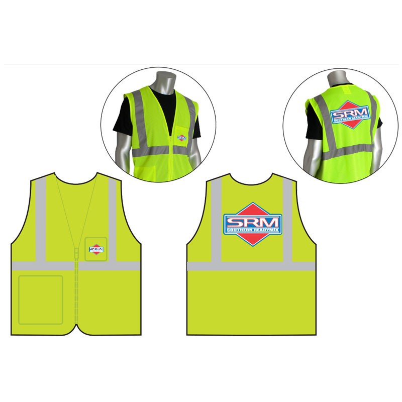 3-XL CLS 2 ECON SAFETY VEST LY W/ZIPPER CLOSURE  W/ SOUTHERN READYMIX LOGO 3C-2L