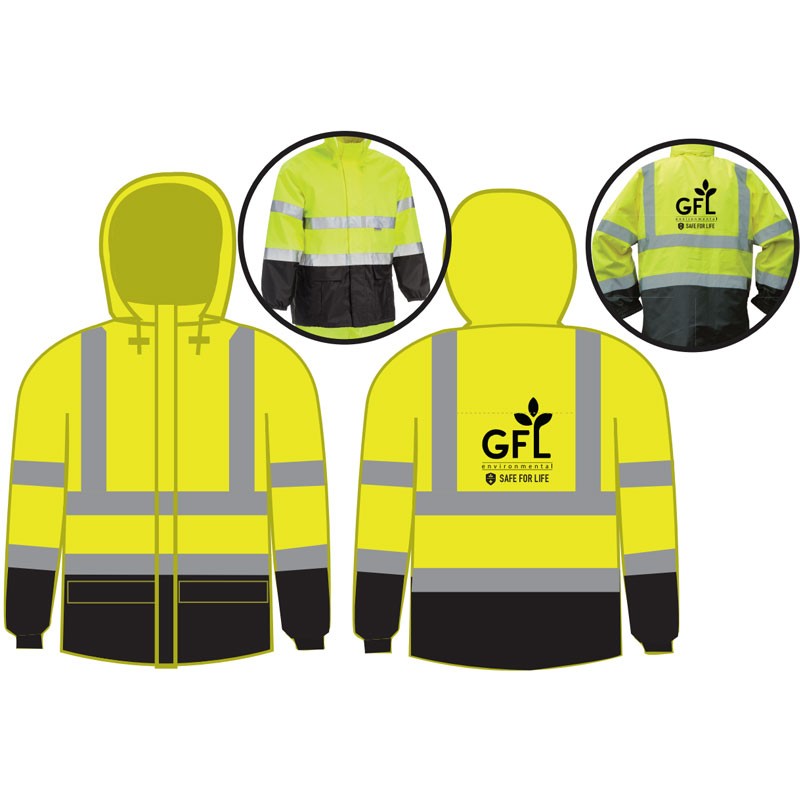 M CLASS 3 HI-VIS YELLOW RAINSUIT W/ GFL  LOGO 1C-1L