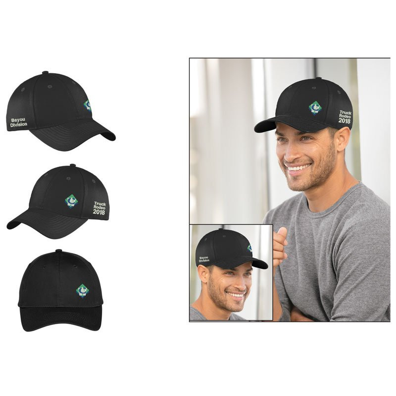 BLACK UNSTRUCTURED BALL CAP W/   HOOK & LOOP CLOSURE  W/ WASTE CONNECTIONS LOGO   (3L - 3C) (SIDES AND FRONT)