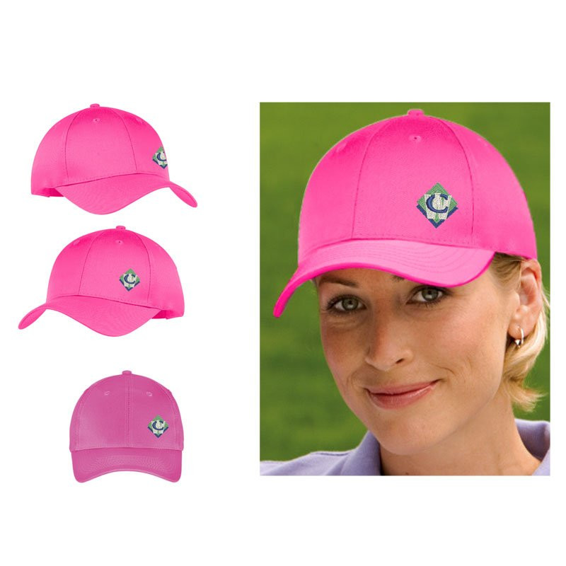 SIX-PANEL TWILL CAP - NEON PINK  W/  WASTE CONNECTIONS  LOGO (1L - 3C)