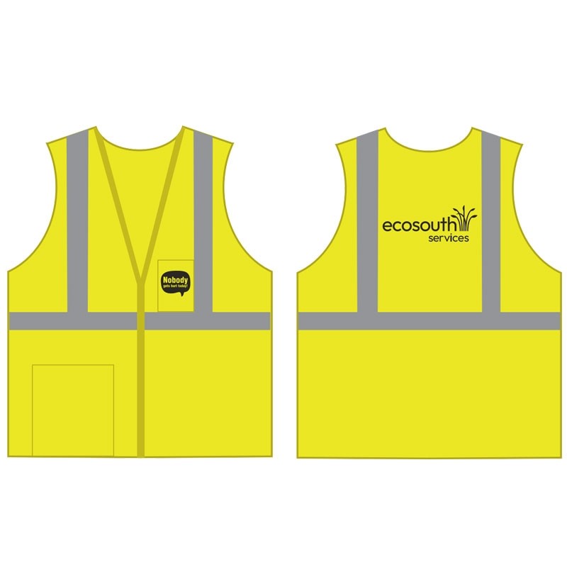 2XL CLS 2 SAFETY VEST HI-VIS YEL  W/ ECONOMY H&L CLOSURE W/ ECO SOUTH SERVICES LOGO 1C 1C 2L
