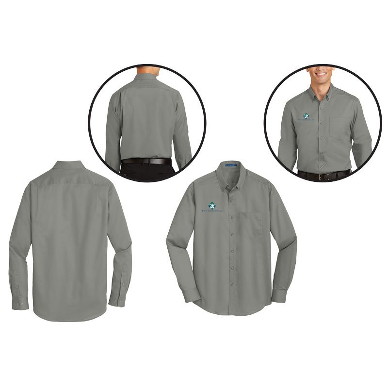 2-XL  TWILL CASUAL SHIRT - MONUMENT GRAY  W/ WASTE CONNECTIONS LOGO (3C - 1L)