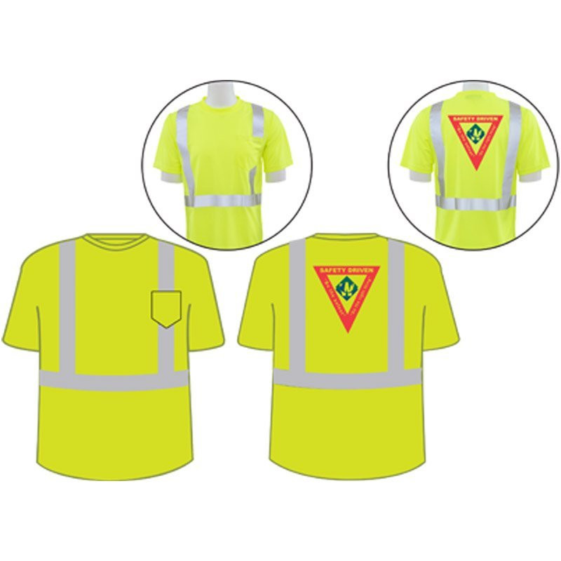 SM CLS 2 SHORT SLV T-SHIRT - HI-VIS YEL LOW   W/ WASTE CONNECTIONS-MONROE LOGO (3C - 1L)