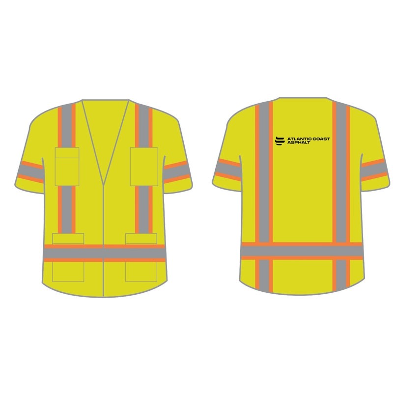 LG CLS-3 HI-VIS YEL SURVEYORS MESH VEST ZIPPER CLOSURE, TWO-TONE STRIPING, & 11 POCKETS W/ HUBBARD-ACA LOGO 1C 1L