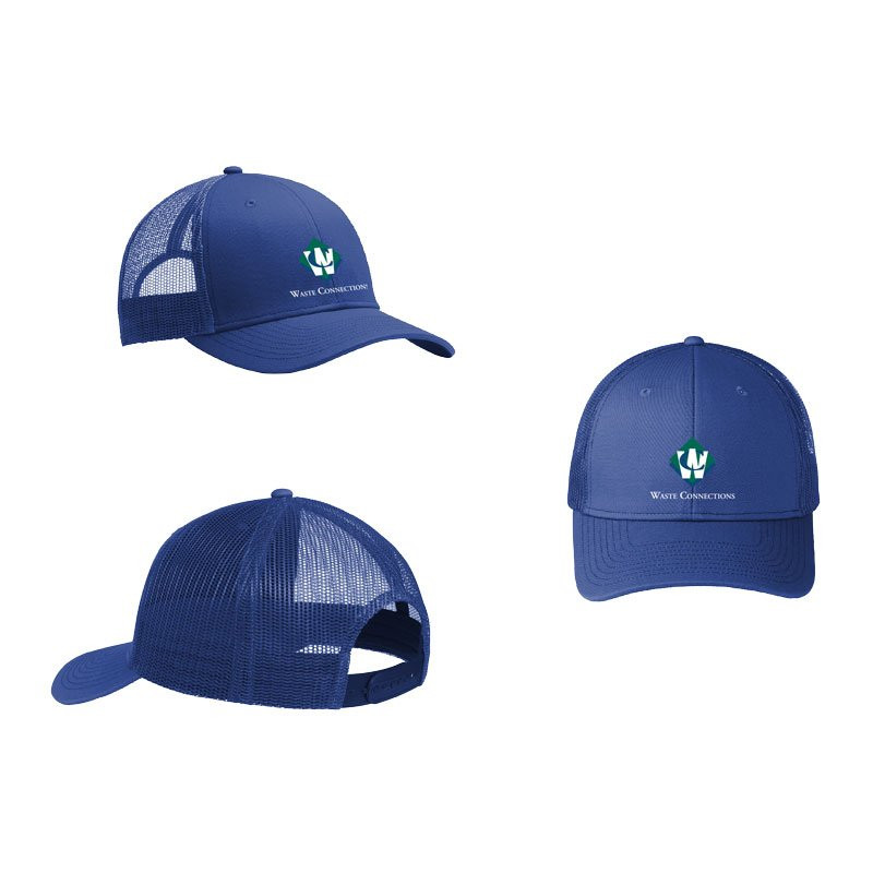 Port Authority® Snapback Trucker Cap - Patriot Blue w/ Embroidered Waste Connections Logo