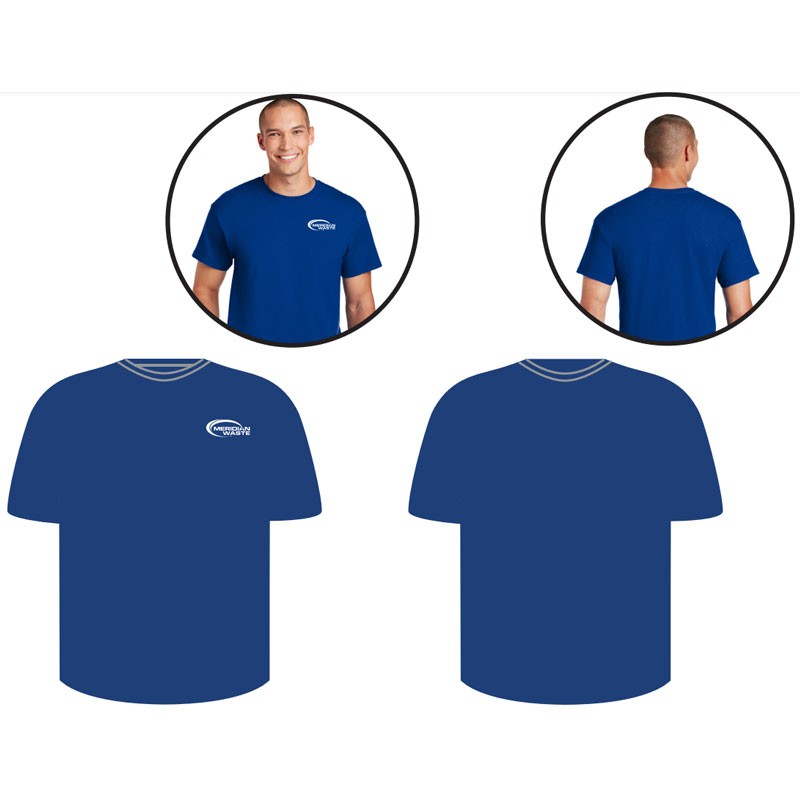 2-XL DRYBLEND® COTTON/POLY T-SHIRT  SPORT ROYAL BLUE  W/ MERIDIAN WASTE LOGO 1C-1L