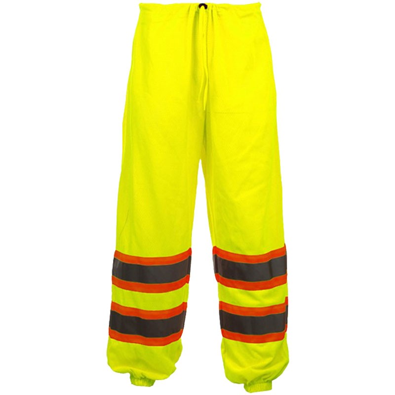 Lime Yellow Mesh Over Pants, 2 - Refective Stripes, Large/X-Large