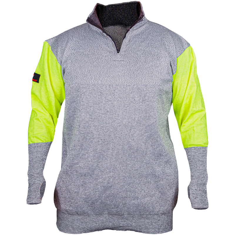 CutArmour™ 2.0 - 1/4 Zip Jacket, 2.5" Collar, Mesh Back, Reinforced Front Wear Panel, Hi-Vis Sleeves, 3-XL