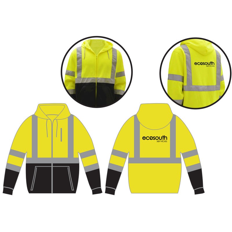 2X CLASS 3 HI-VIS YELLOW SWEATSHIRT W/ BLACK BOTTOM  W/ ECOSOUTH LOGO 1C-1L