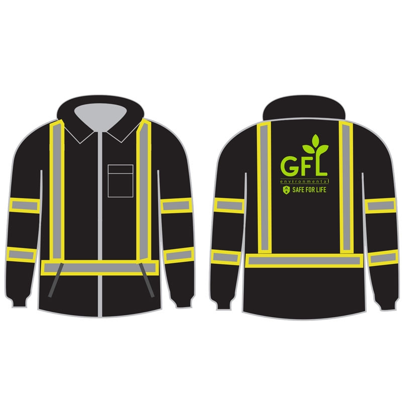 5XL CLS 1 BLACK TWO-TONE BOMBERJACKET - FIXED LINER W/ GFL ENVIRONMENTAL LOGO 1C 1L