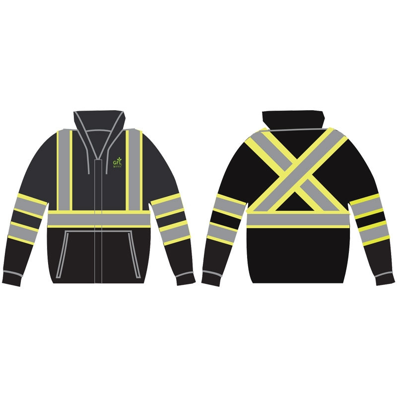 XL CLS 1 TYPE O X-BACK HOODEDSWEATSHIRT, FULL ZIP W/ STORM FLAP W/ GFL ENVIRONMENTAL LOGO 1C 1L