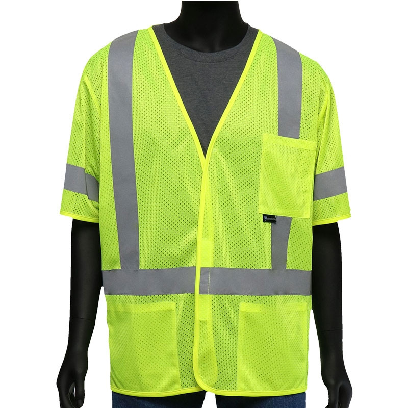 Class 3 FR Safety Vest, Hi Vis Yellow, Hook & Loop Closure, 3-XL
