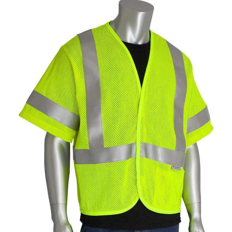 Class 3 Arc Flash Safety Vest, Hi Vis Yellow, Hook & Loop Closure, 4-XL