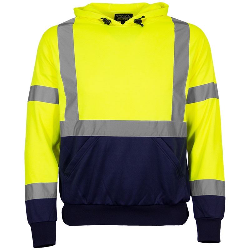 Class 3 Hi-Vis Yellow Navy Bottom Hoodie, 3-XL