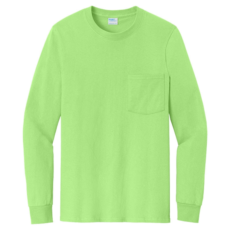 Port & Co™ Long Sleeve T-Shirt, Lime, 4-XL-Tall