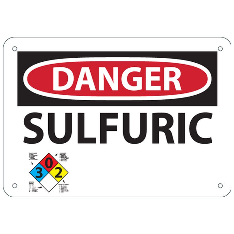 14" x 20" Danger Sulfuric Sign w/Accu-Shield™ Poly-Carbonate Plastic