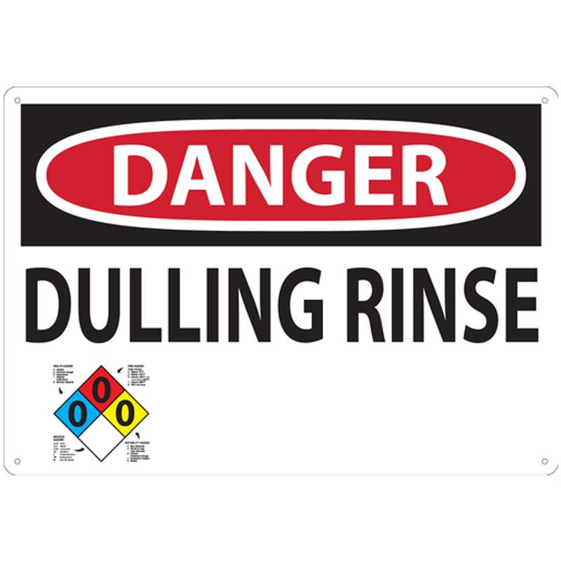 14" x 20" Danger Dulling Rinse Sign w/Accu-Shield™ Poly-Carbonate Plastic