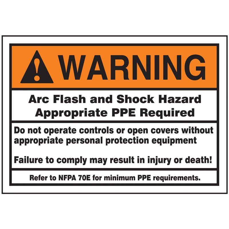3-1/2" x 5" Warning Arc Flash & Warning Sign, Adhesive Dura-Vinyl