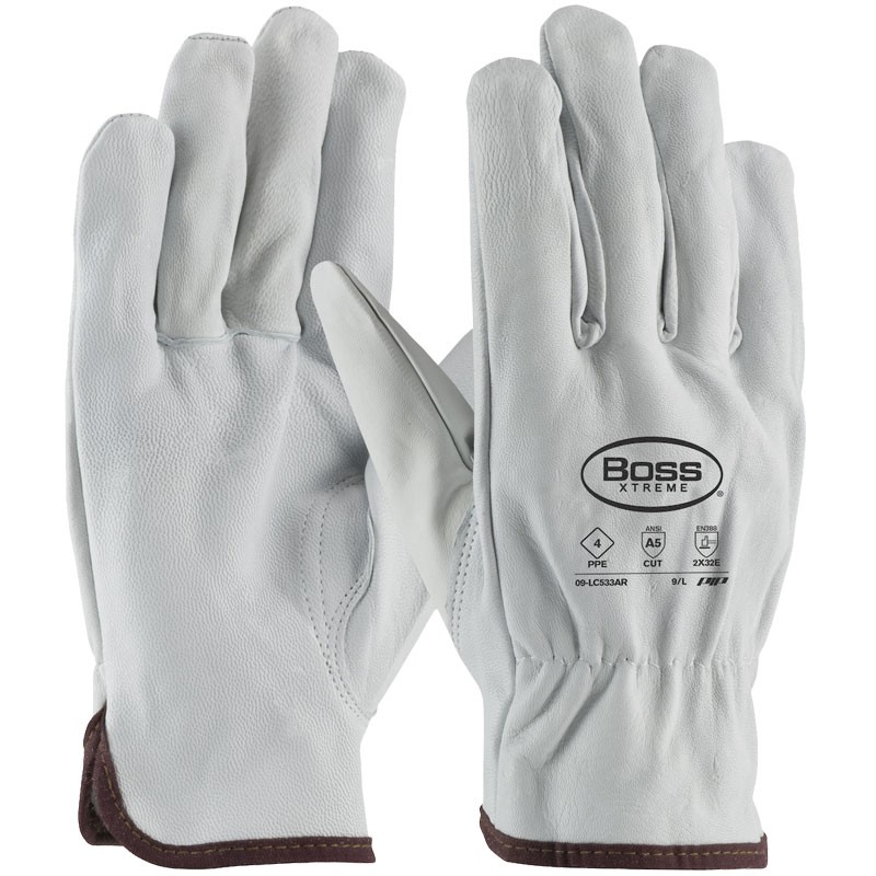 AR Top Grain Goatskin Leather Drivers Glove , Cut Resistant Lining, 3-XL