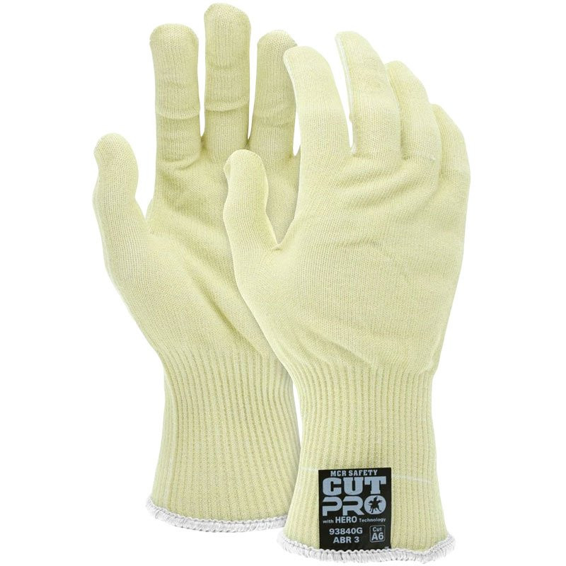 MCR Safety Cut Pro® Hero™ Kevlar® / Stainless Steel / Spandex Uncoated Fiber Glove / Extended Cuff, Small