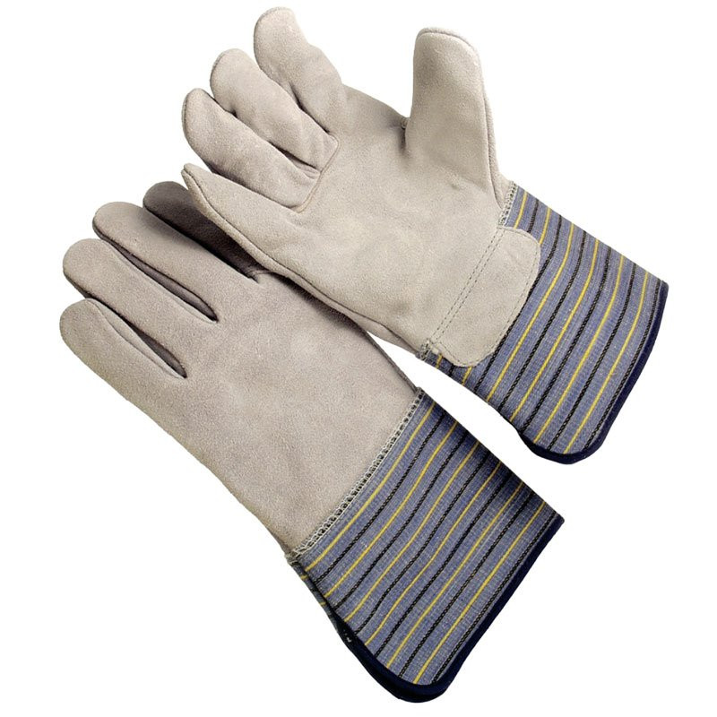 Full Cowhide Leather Back Work Glove, 4-1/2" Rubberized Cuff, Large