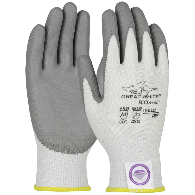 D322-M GREAT WHITE CUT-RESISTANT DYNEEMADIAMOND 3GX POLYURETHANE CTD GLOVES MED