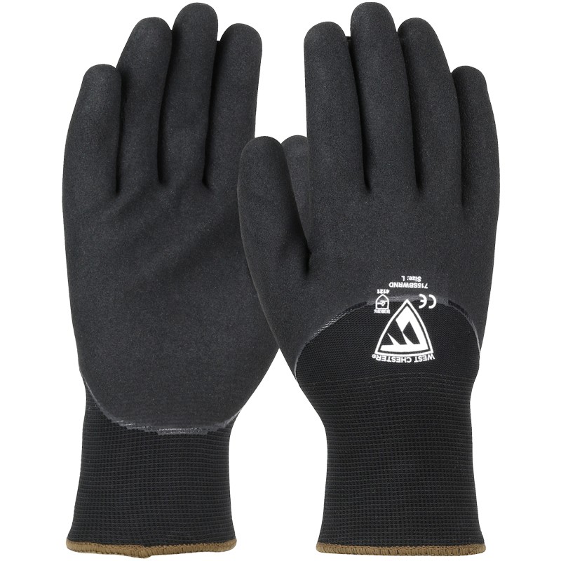 BLACK NYLON GLOVE, INSULATED, 3/4 COVERAGE NITRILE MICROSURFACE GRIP