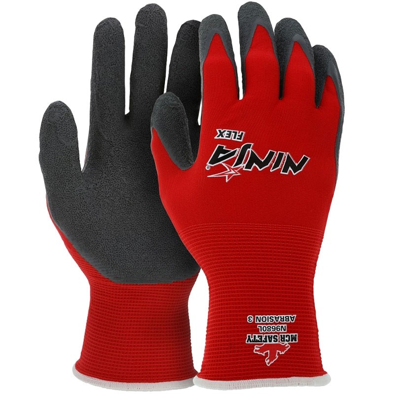 15 Gauge Red Nylon Glove, Latex Coated Palm, 2-XL