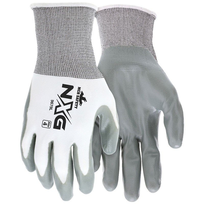 White Nylon Gray Nitrile Palm Glove, X-Small