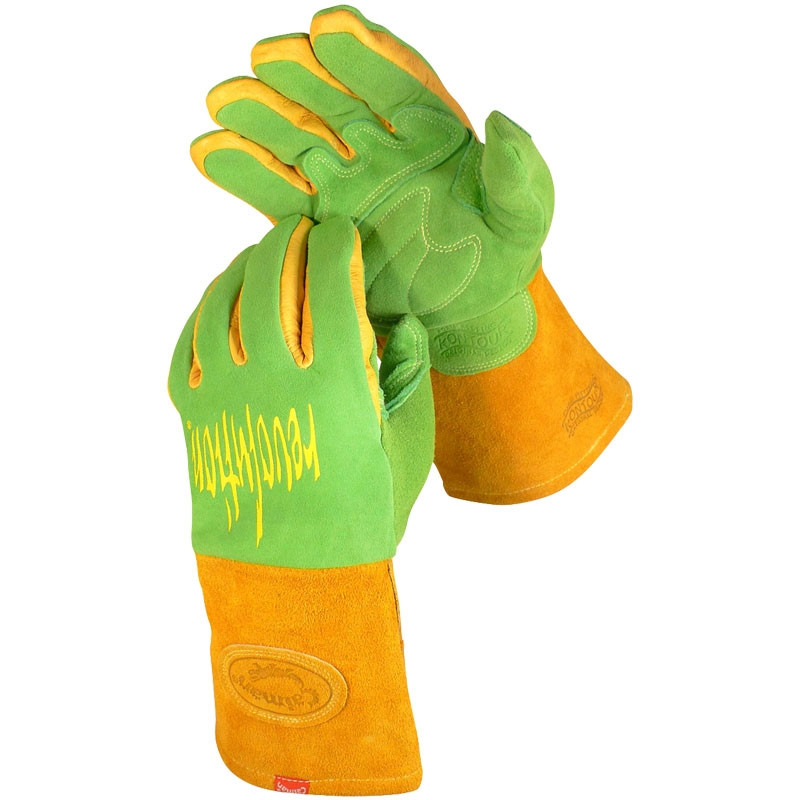 Caiman® Gold/Green Deerskin MIG/Stick Welding Glove w/ FR Foam/Fleece Insulation, X-Large