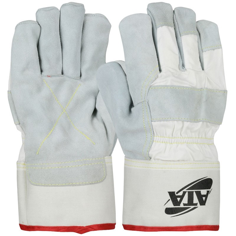 Split Cowhide Leather Palm Glove with Canvas Back and ATA® Technology Lining - Safety Cuff, Large