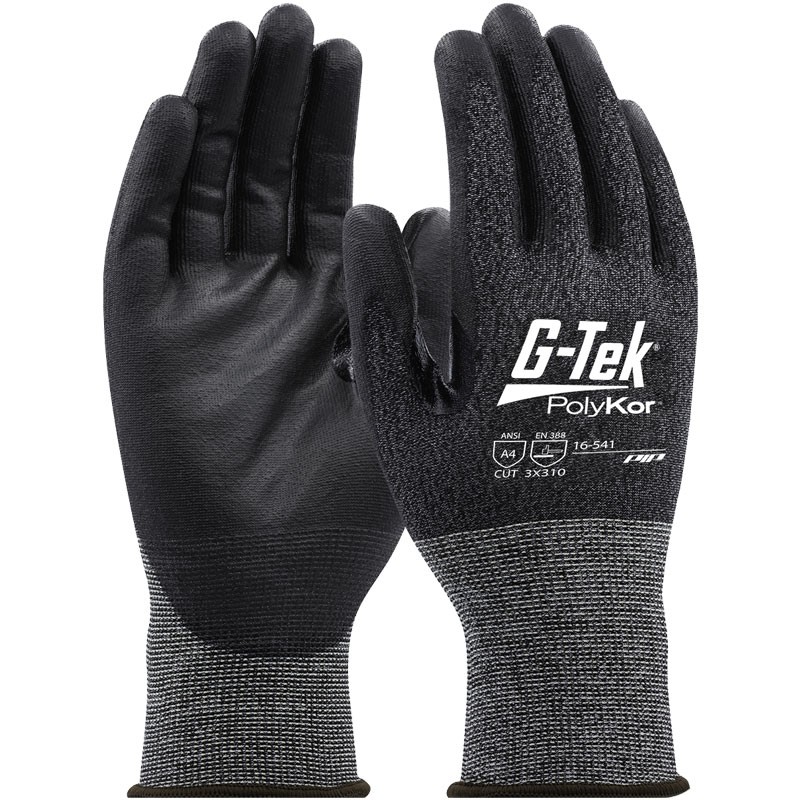 21 Gauge Gray Poly Blend Glove, Polyurethane Coated Palm, Touchscreen Compatible, Large
