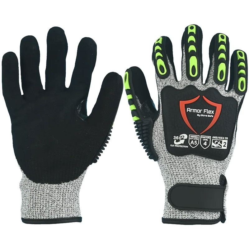 13 Gauge Gray HPPE Glove, Cut & Impact Resistant, Nitrile MicroSurface Grip, X-Large