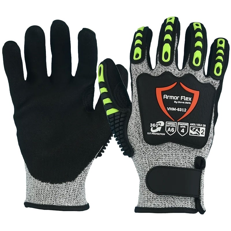 13 Gauge Gray HPPE Glove, Cut & Impact Resistant, Nitrile MicroSurface Grip, 2-XL