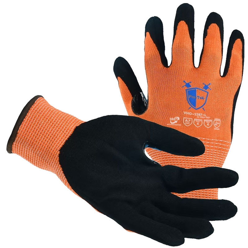 13 Gauge Nitrile Foam Palm Glove, Orange/Black, Large