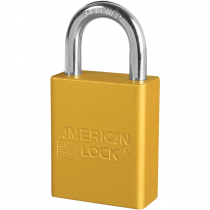 Aluminum Safety Lockout Padlock, 1" Shackle, Yellow, Keyed Different