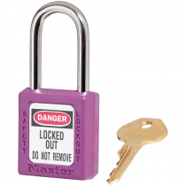 Safety Lockout Padlock, 1-1/2" Shackle, Purple, Keyed Differently