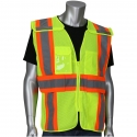 Class 2 5-Point Breakaway Vest, Two-Tone Stripe, Adjust-A-Size, Mesh, Hook & Loop Closure