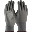 Economy Gray Polyester Seamless Knit Glove, PU Coated Palm