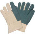 PREMIUM HEAVY WEIGHT 3-PLY HOT MILL GLOVE, GREEN PALM, KNUCKLE STAP, BAND TOP CUFF