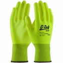 Hi-Vis Yellow Polyester Glove, PU Coated Palm